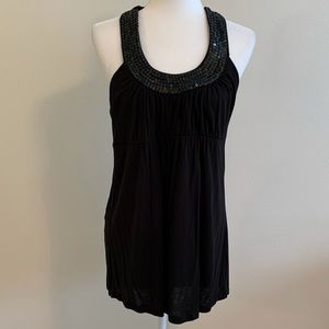 Black sequined halter top